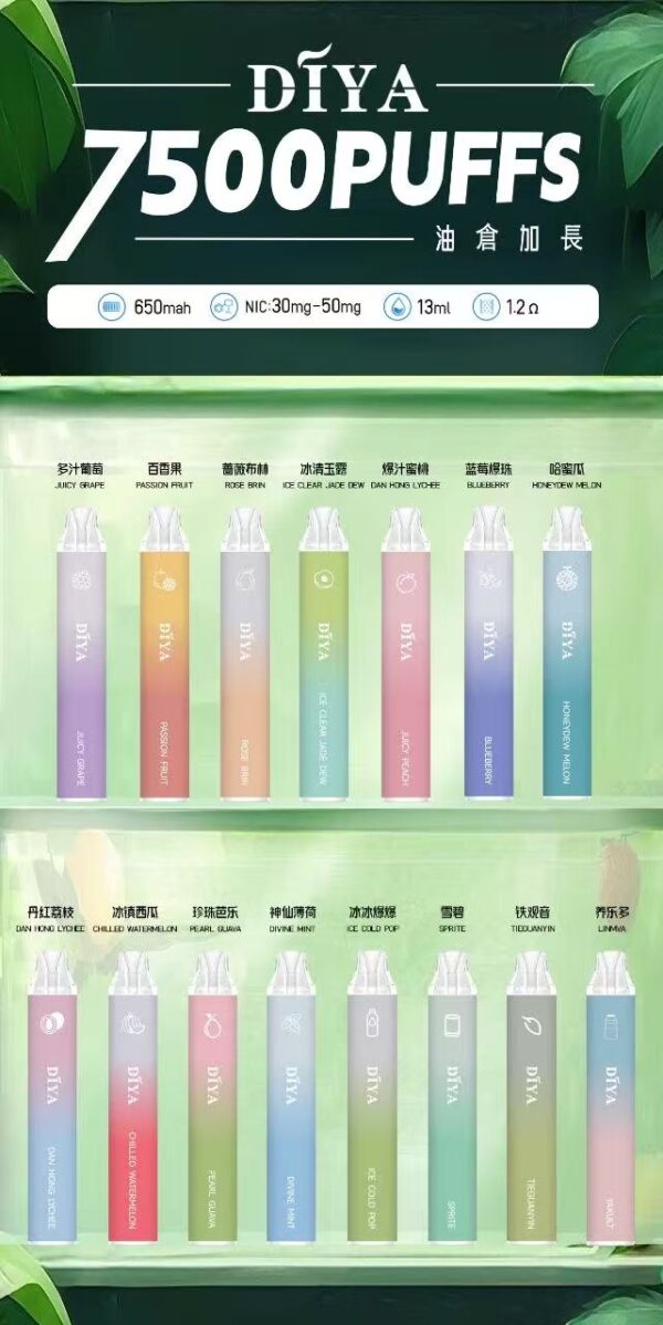DIYA抛棄式02 DIYA 叮啞 7500口拋棄式電子煙 | 極致順口好抽 | 台灣現貨