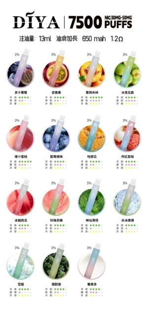 DIYA 叮啞 7500口拋棄式電子煙 | 極致順口好抽 | 台灣現貨